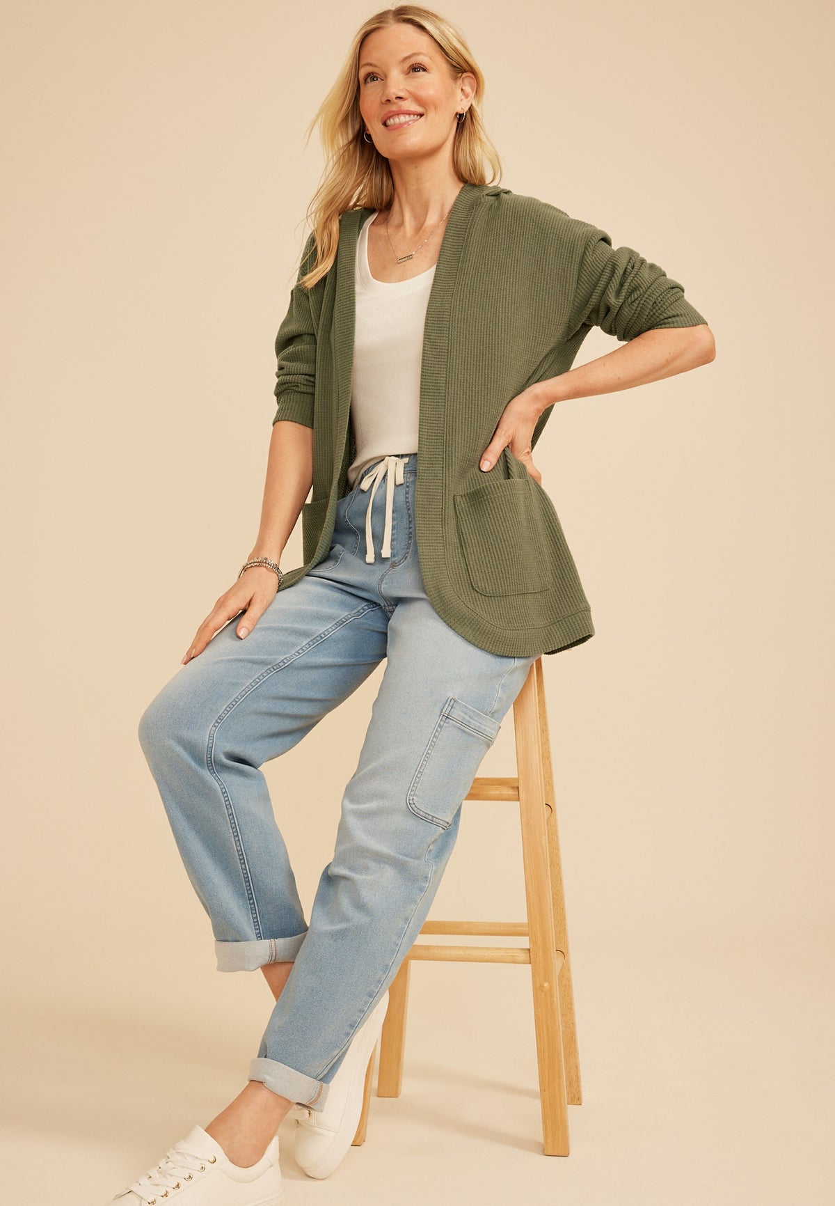 Maurices Brushed Waffle Hooded Cardigan