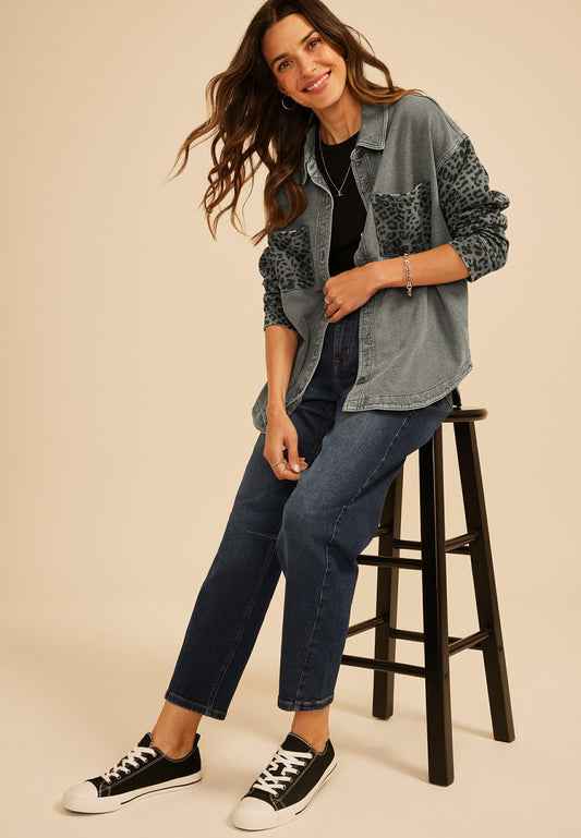 Maurices Leopard Washed Oversized Shacket