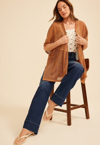 Maurices Crochet Open Front Kimono