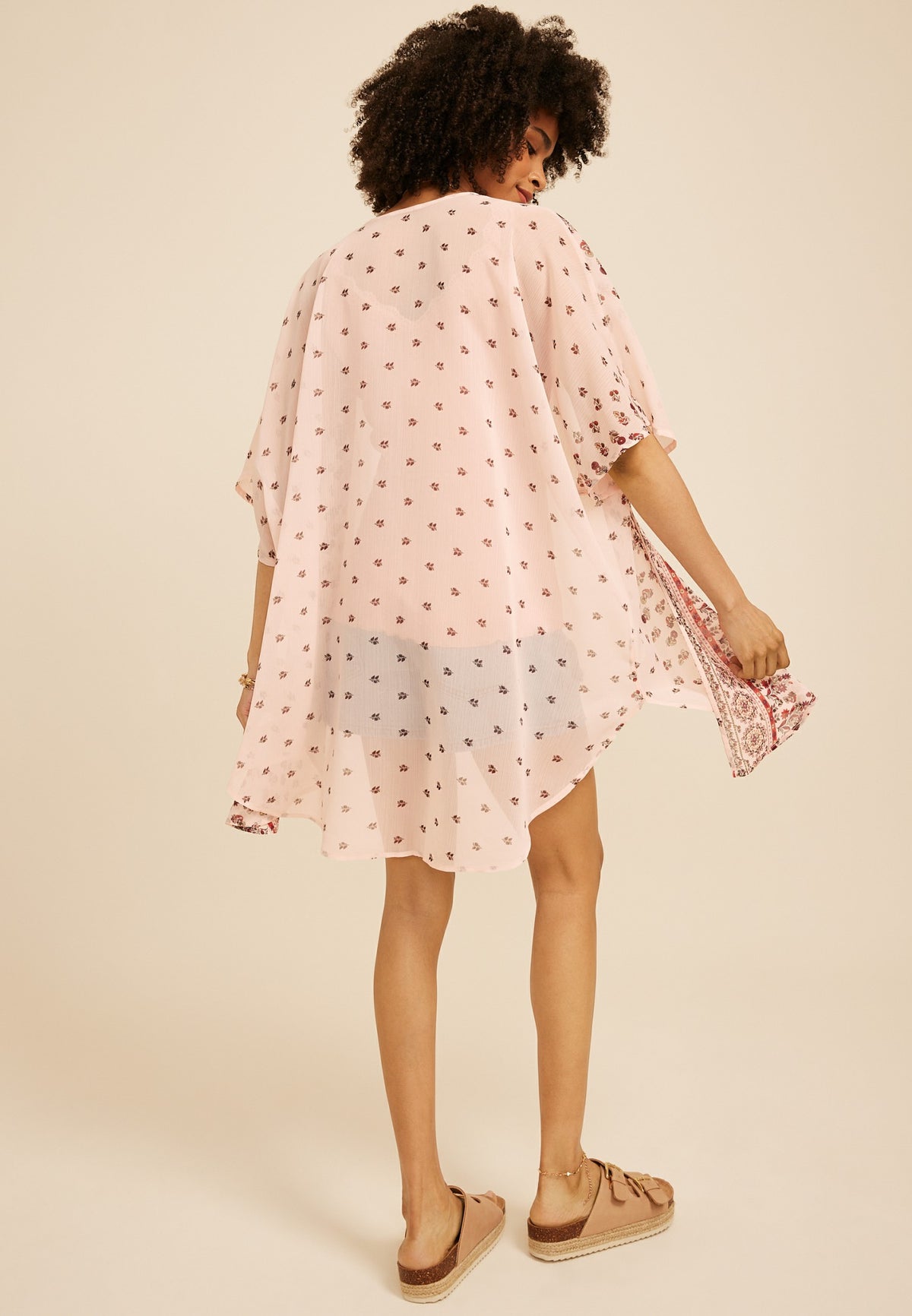 Maurices Floral Border Print Kimono