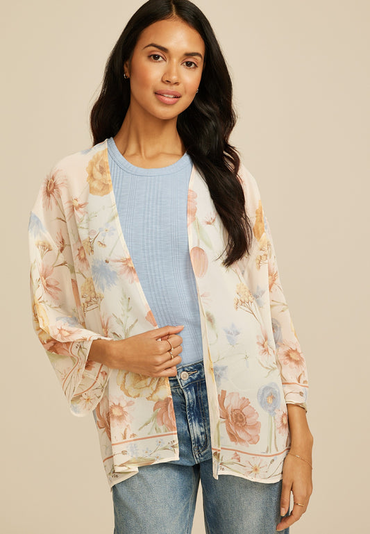 Maurices Floral Chiffon Kimono