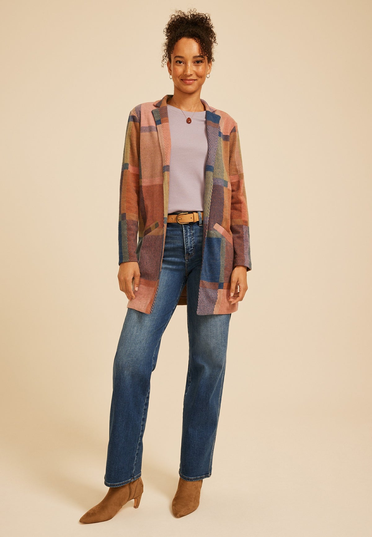 Maurices Plaid Longline Blazer