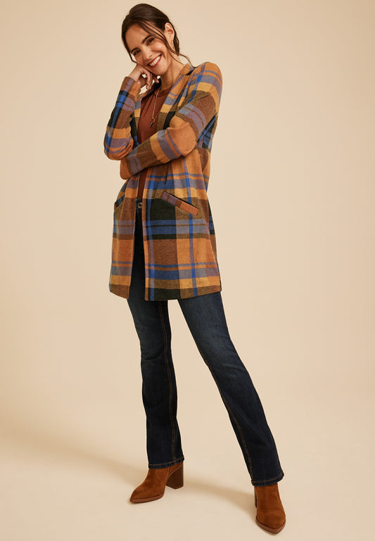 Maurices Plaid Longline Blazer