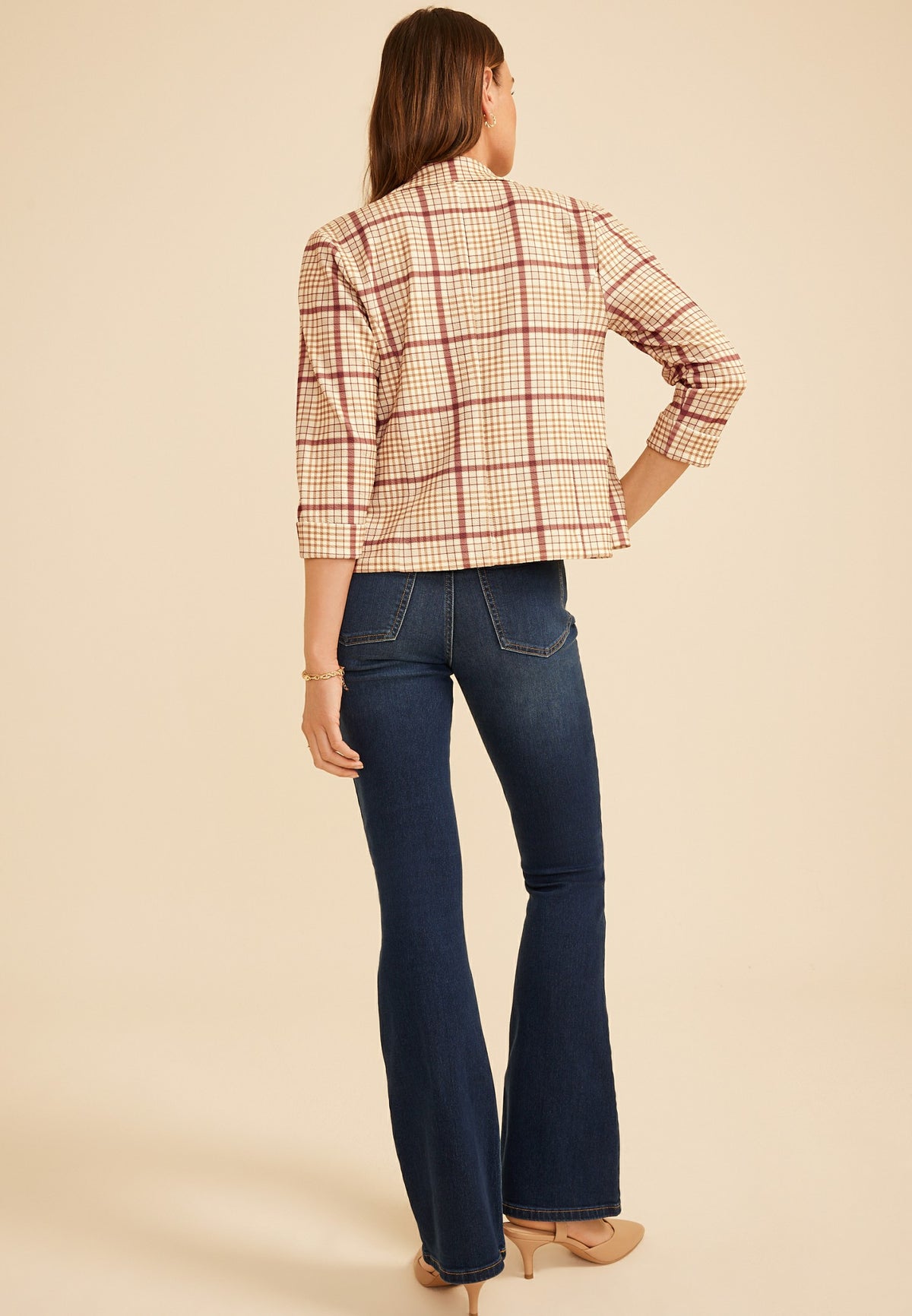 Maurices Versa Cropped Plaid Blazer