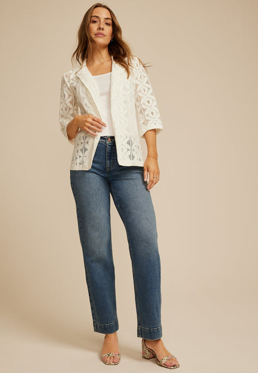 Maurices Crochet Lace Open Blazer