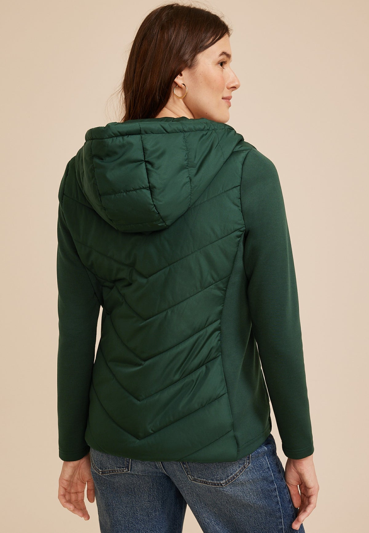 Maurices Hooded Knit Sleeve Puffer Jacket