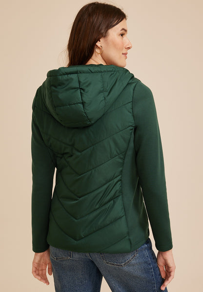Maurices Hooded Knit Sleeve Puffer Jacket