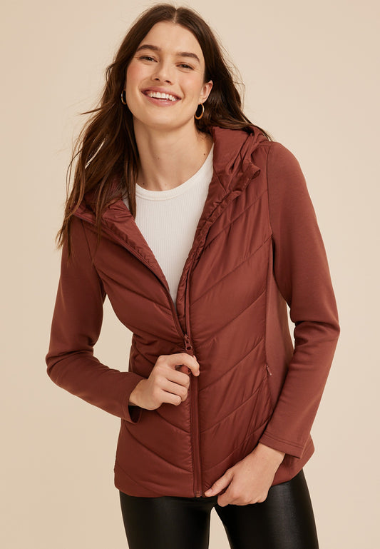 Maurices Hooded Knit Sleeve Puffer Jacket