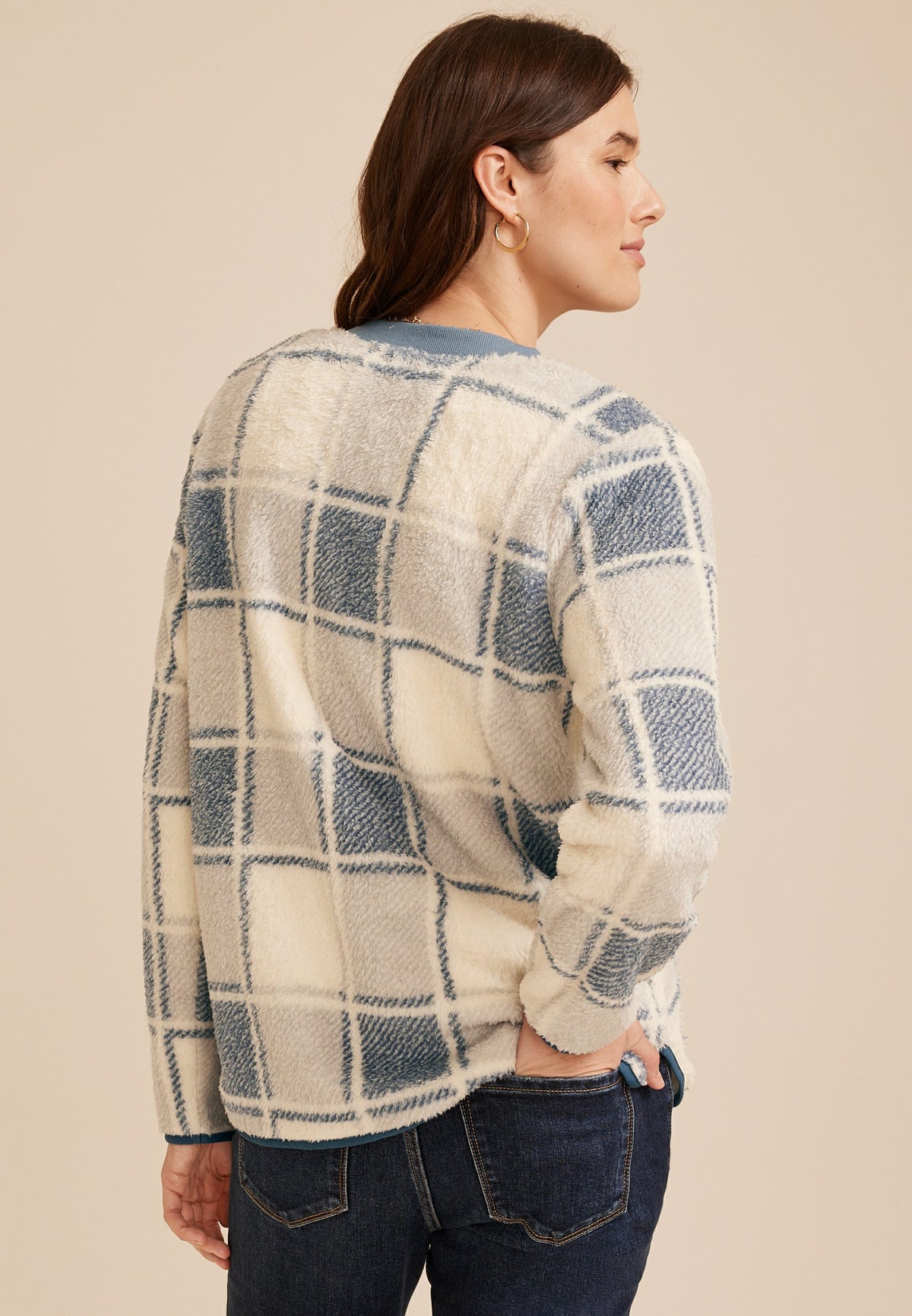 Maurices Plaid Sherpa Button Front Jacket