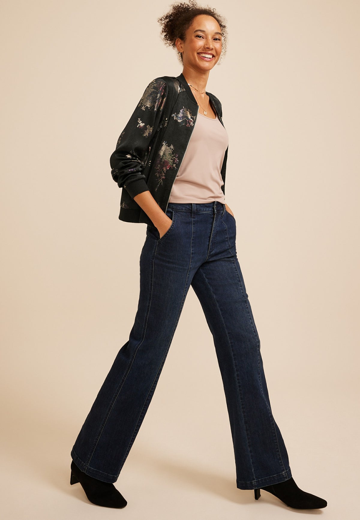 Maurices Studio Y Foil Floral Bomber Jacket