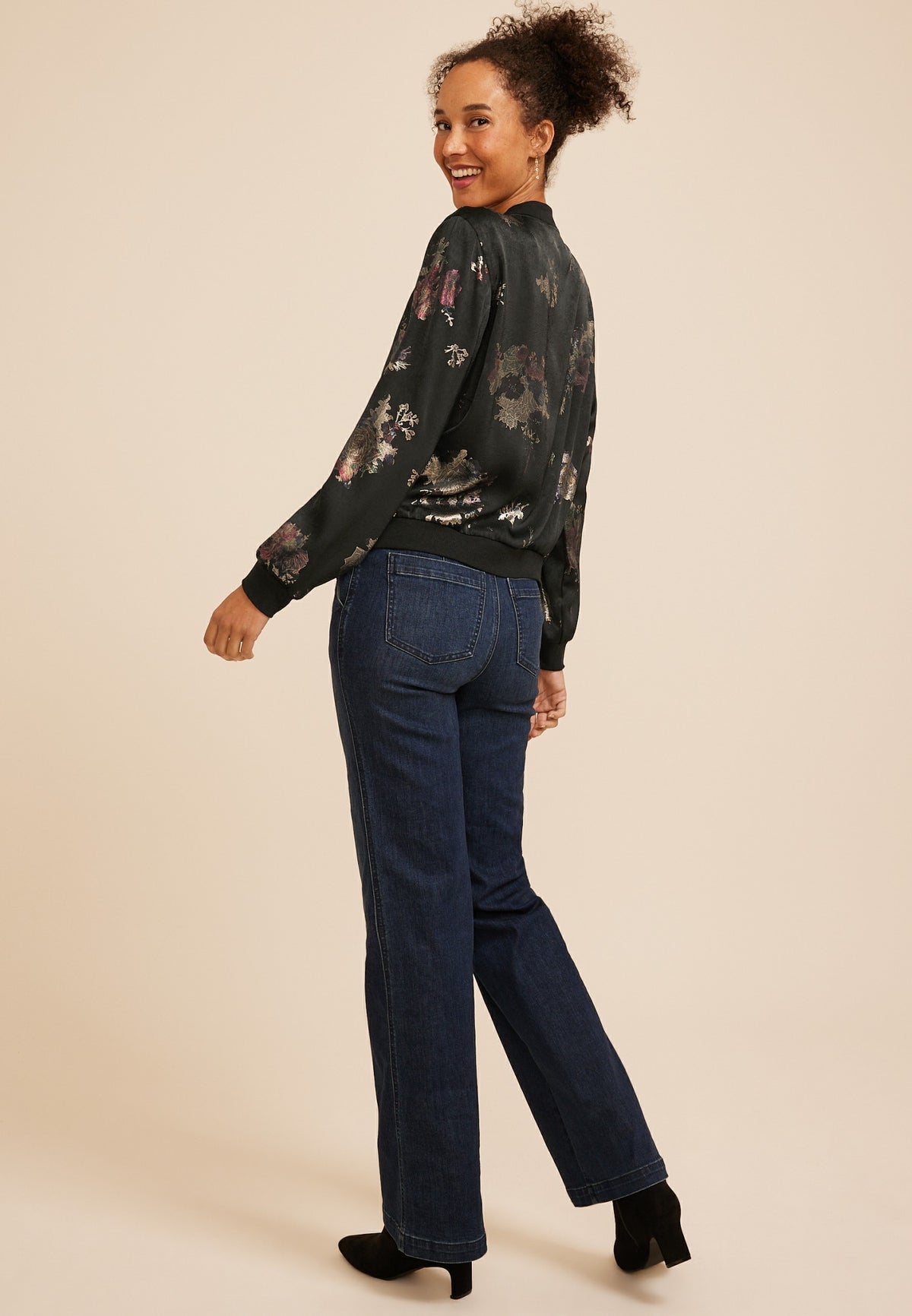 Maurices Studio Y Foil Floral Bomber Jacket