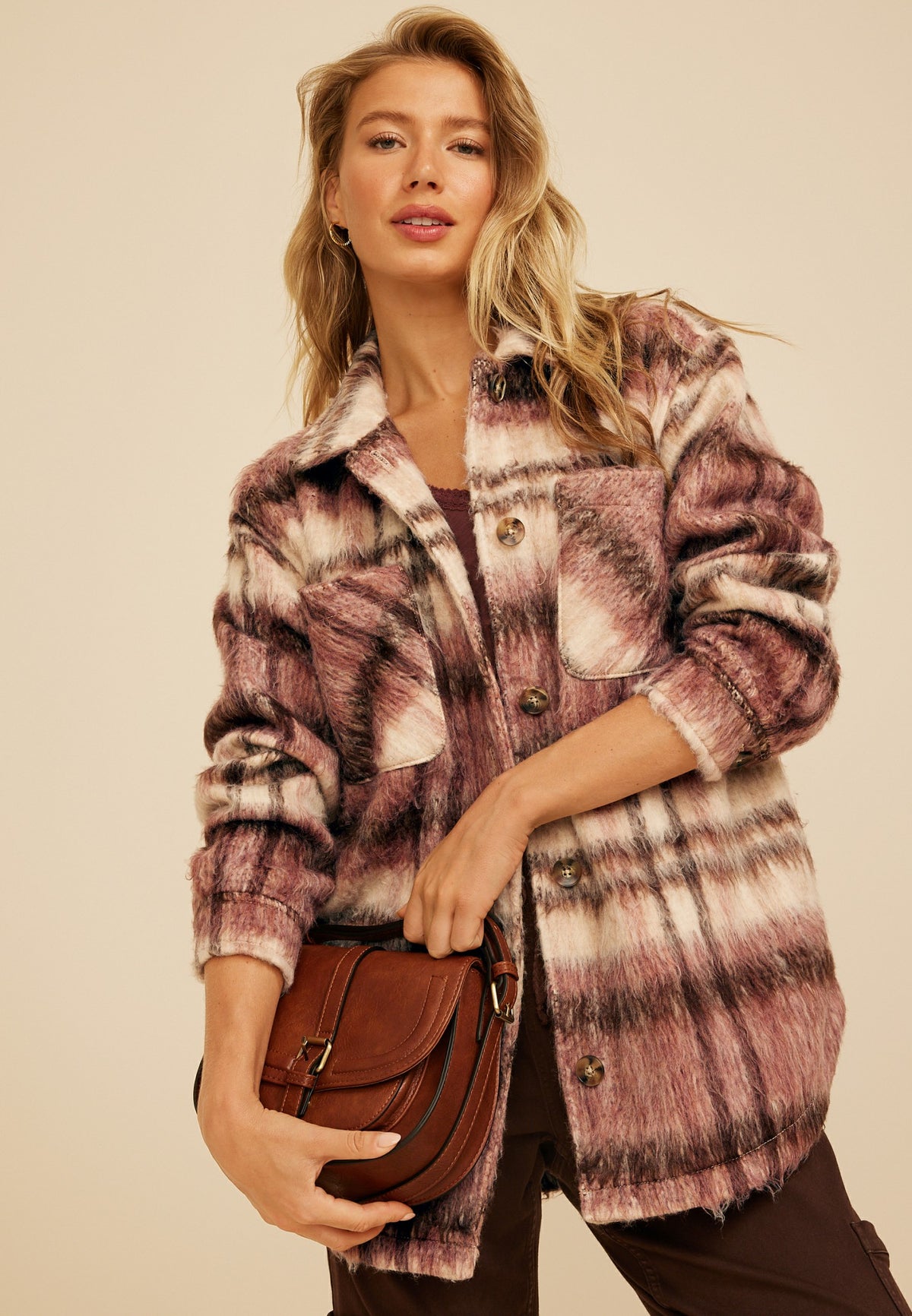 Maurices Brushed Plaid Oversized Shacket