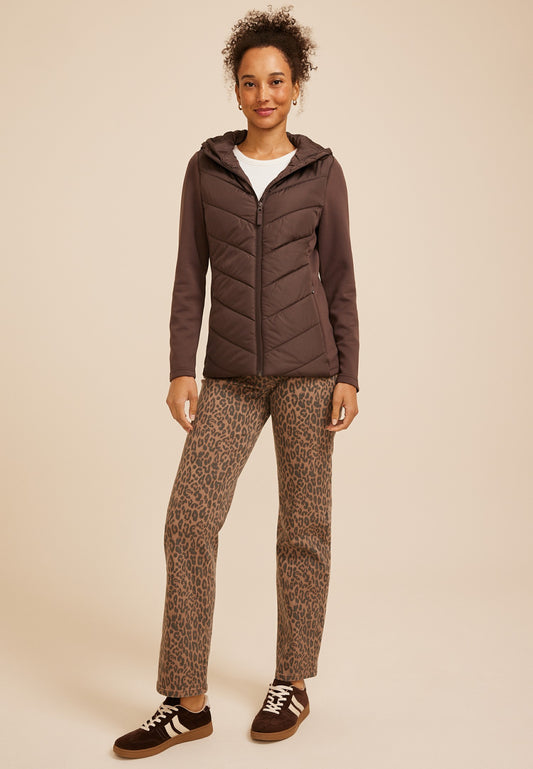 Maurices Hooded Knit Sleeve Puffer Jacket