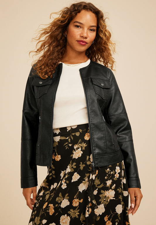 Maurices Faux Leather Trucker Jacket
