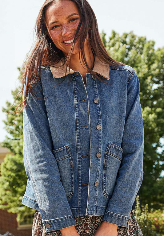 Maurices Corduroy Collar Denim Barn Jacket
