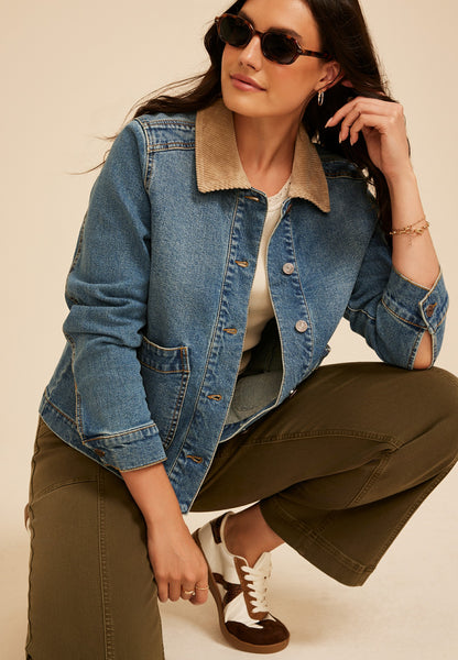 Maurices Corduroy Collar Denim Barn Jacket