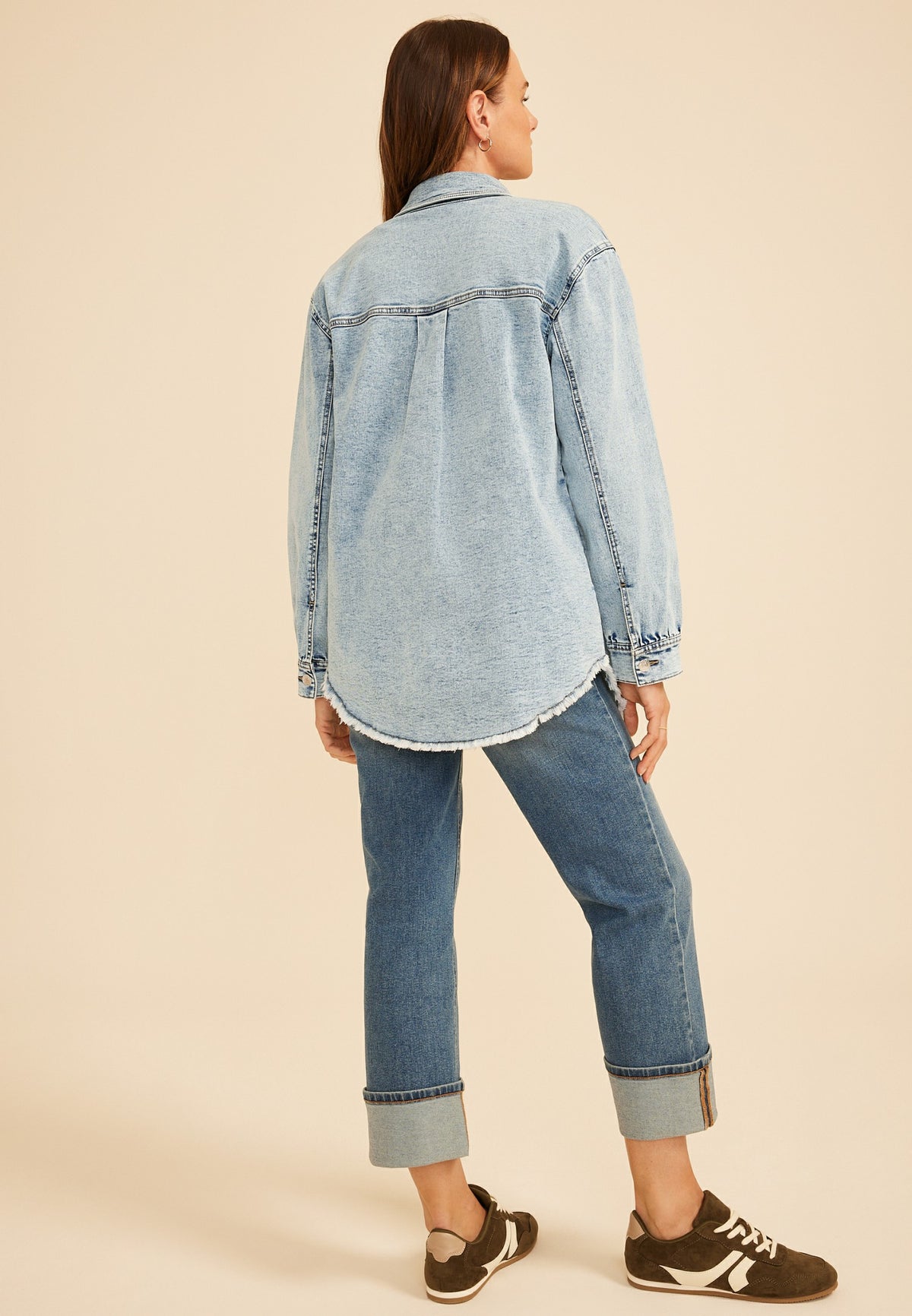 Maurices Acid Wash Fray Hem Denim Shacket