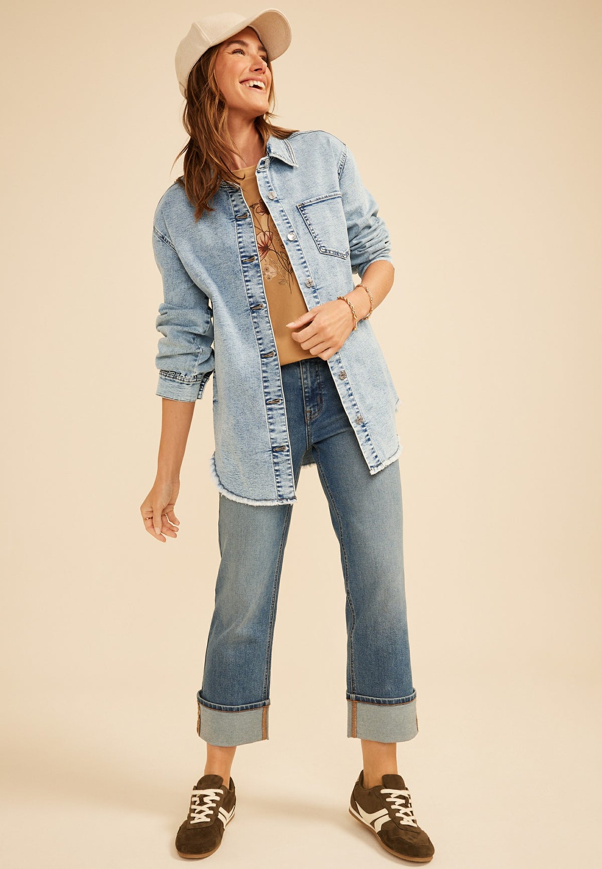 Maurices Acid Wash Fray Hem Denim Shacket