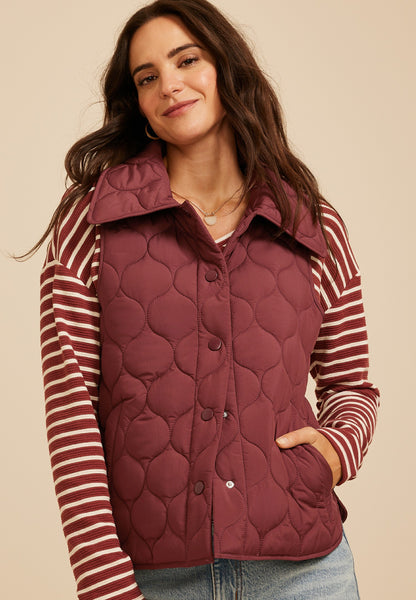 Maurices Quilted Snap Front Athleisure Vest