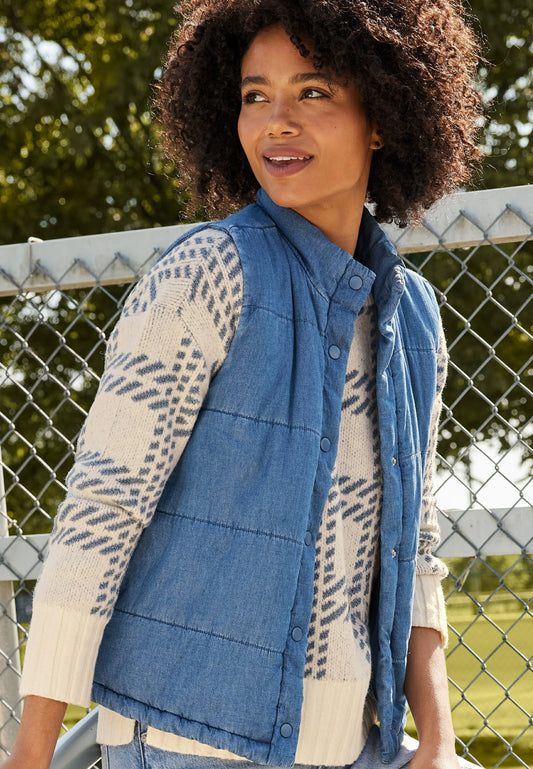 Maurices Chambray Puffer Vest