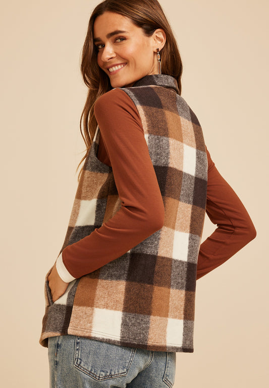 Maurices Buffalo Plaid Button Front Vest