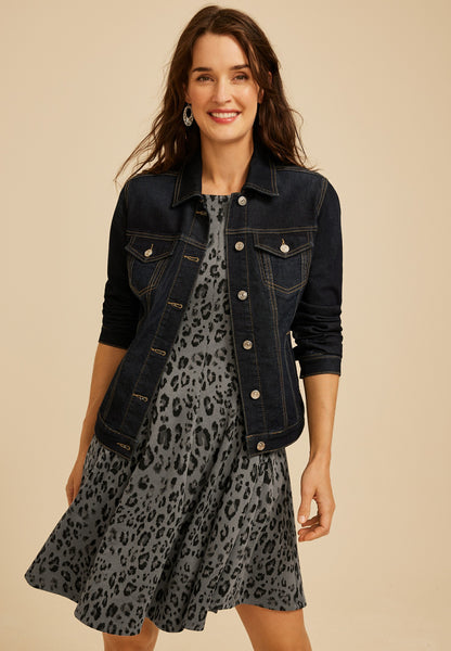 Maurices Pleated Animal Ponte Dress