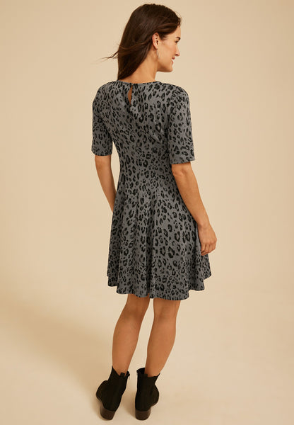 Maurices Pleated Animal Ponte Dress