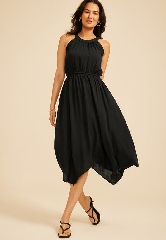 Maurices Halter Ladder Trim Shark Bite Midi Dress