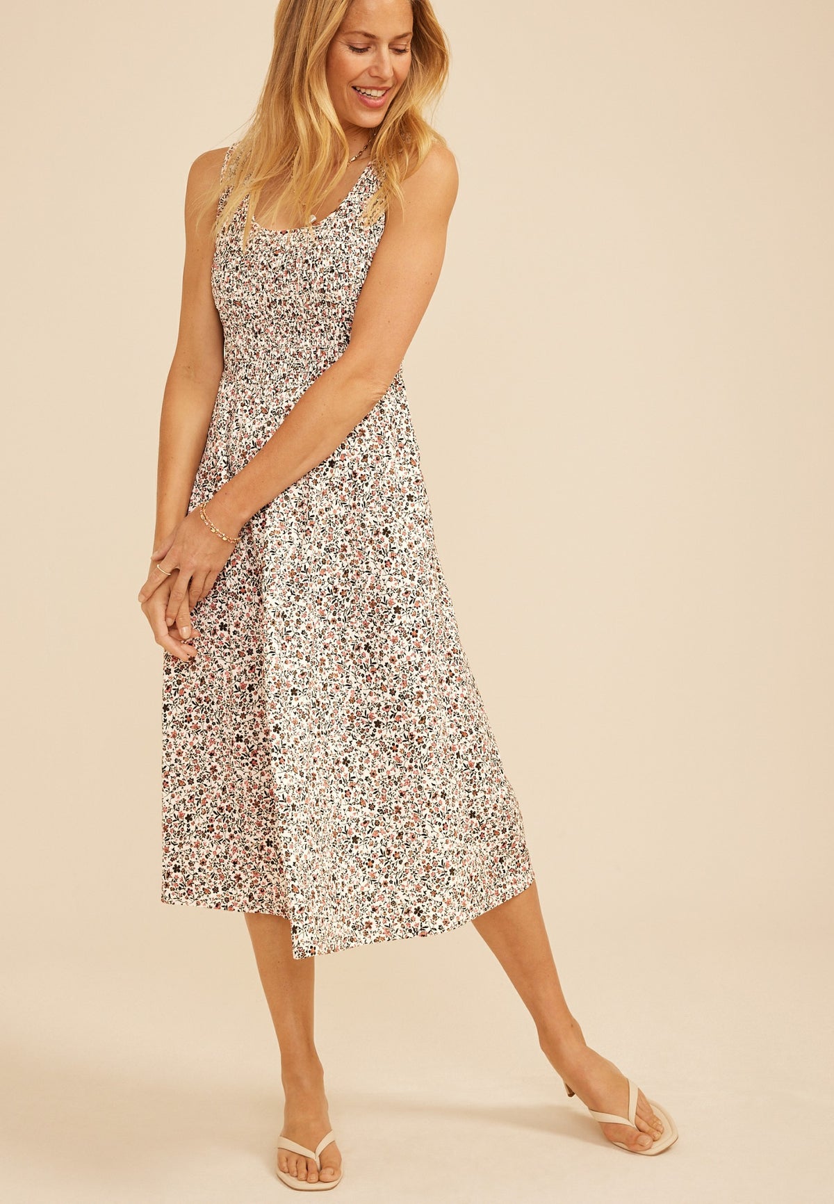 Maurices Bare Scoop Neck Smocked Midi Dress