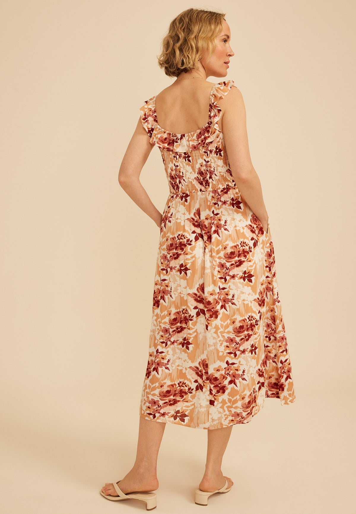 Maurices Flutter Sleeve Floral Gauze Midi Dress