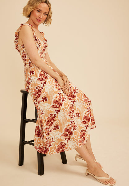Maurices Flutter Sleeve Floral Gauze Midi Dress