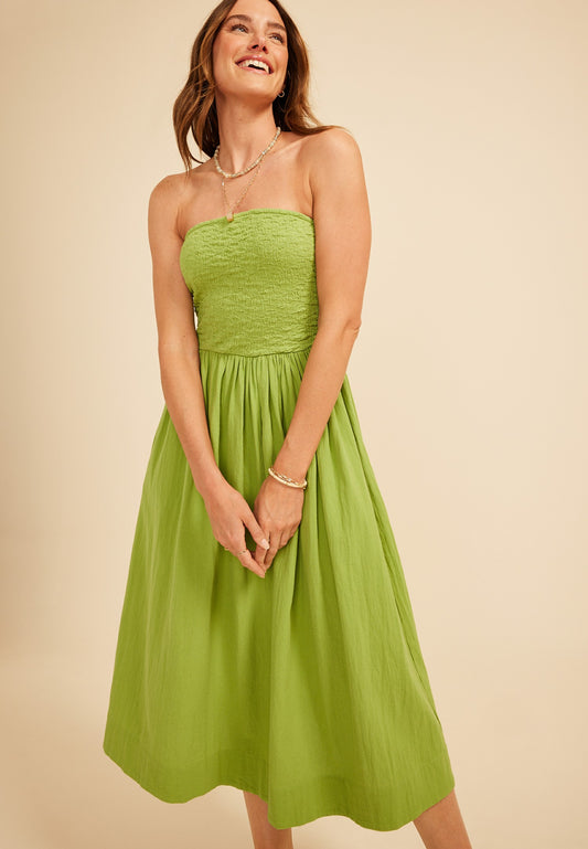 Maurices Band Of The Free Textured Smocked Strapless Midi Dress