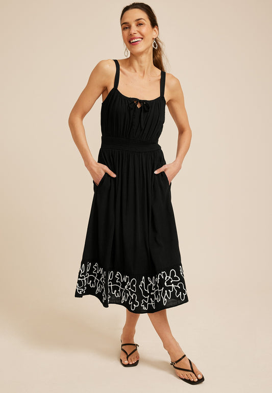 Maurices Bare Embroidered Hem Midi Dress