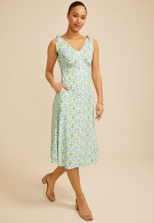 Maurices Bare Tie Strap V Neck Midi Dress