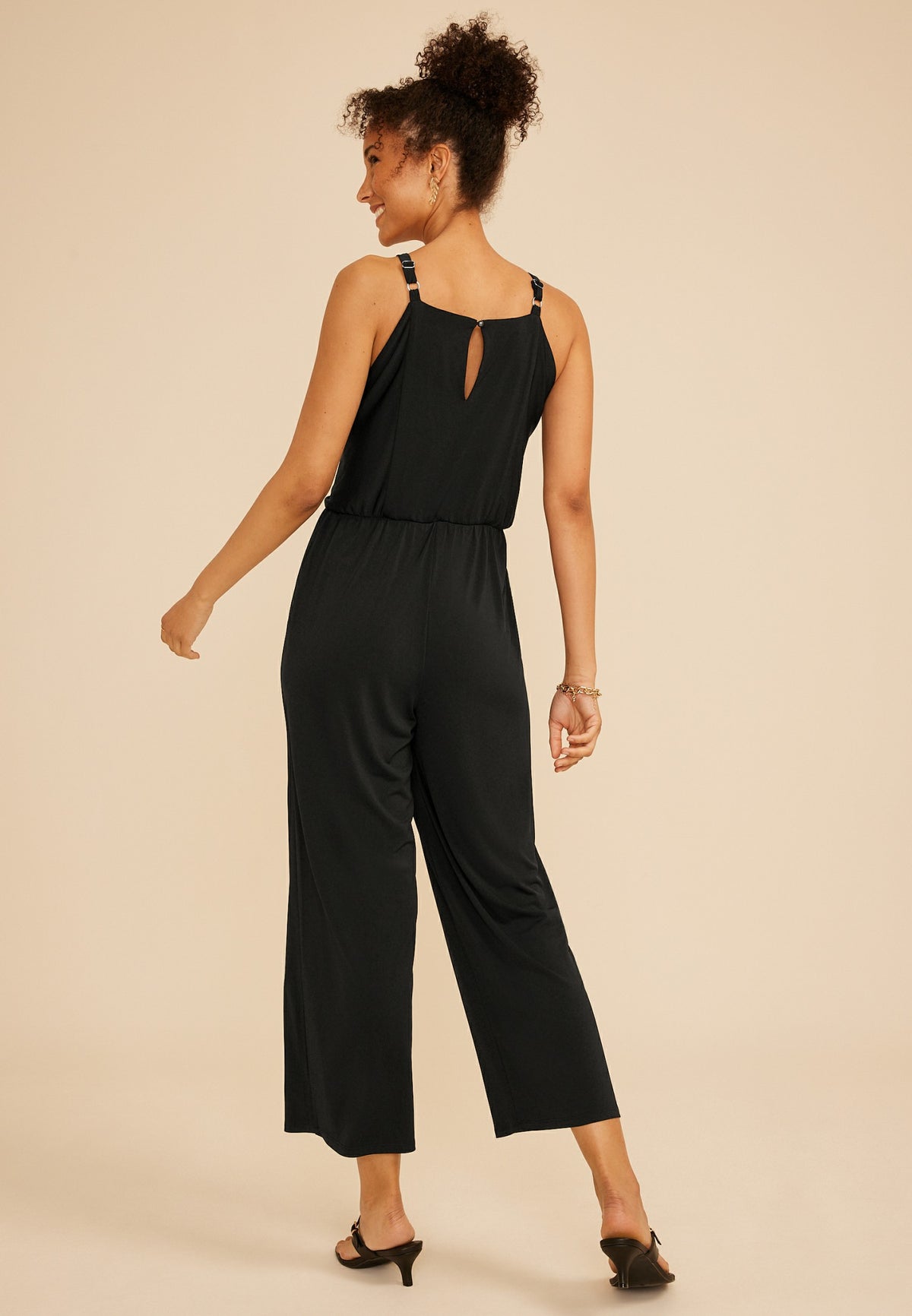 Maurices Bare Square Neck Tie Waist Jumpsuit