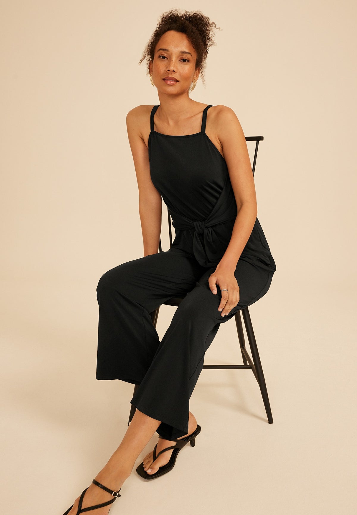 Maurices Bare Square Neck Tie Waist Jumpsuit