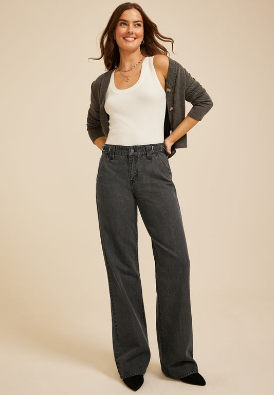 Maurices KanCan™ High Rise Black Slim Wide Leg Jean