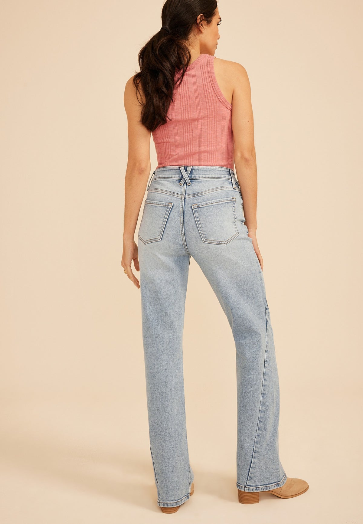 Maurices High Rise Twisted Seam Wide Flare Jean