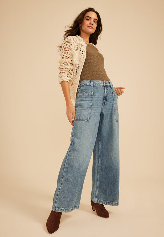 Maurices High Rise L Pocket Wide Leg Jean