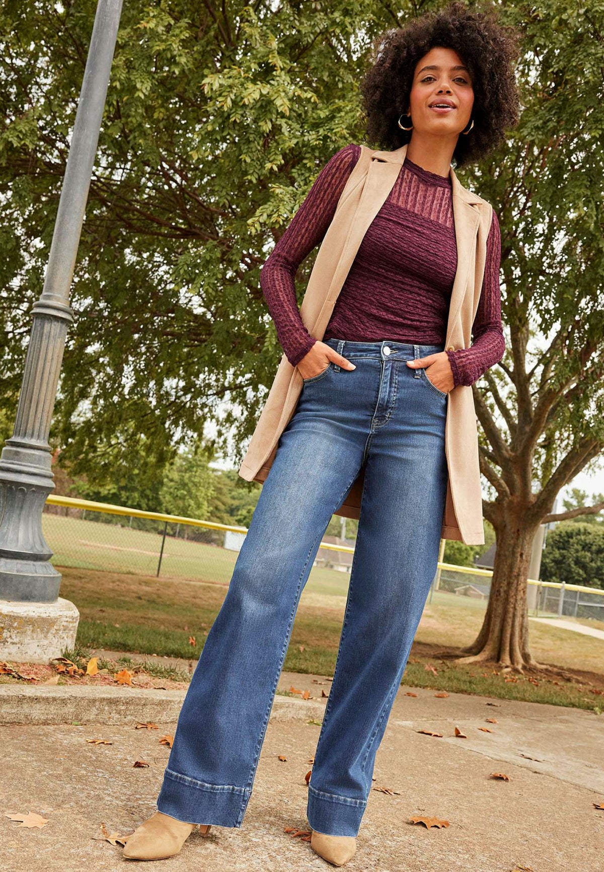 Maurices Everflex™ Dark Super High Rise Tall Hem Wide Leg jean