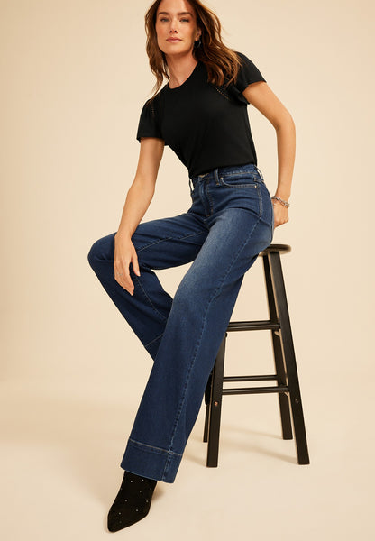 Maurices Everflex™ Dark Super High Rise Tall Hem Wide Leg jean