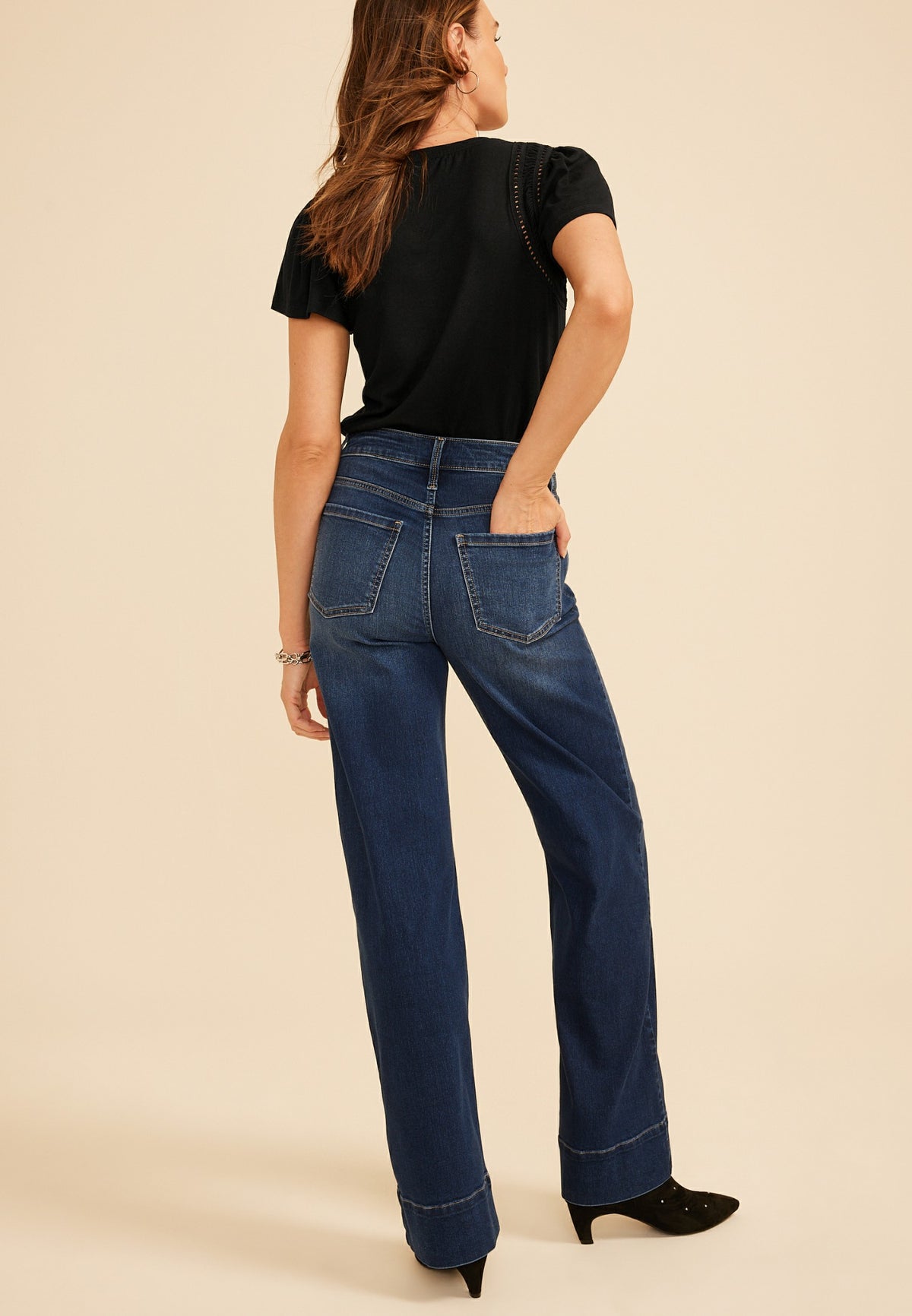 Maurices Everflex™ Dark Super High Rise Tall Hem Wide Leg jean