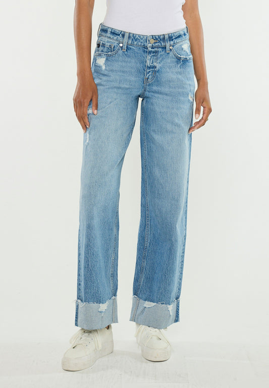 Maurices KanCan™ Mid Rise Raw Cuffed Hem Wide Leg Jean