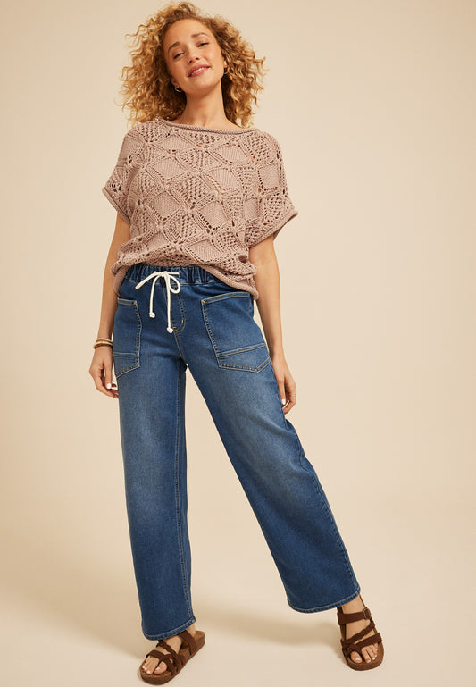 Maurices Dark High Rise Pull On Wide Leg Jean