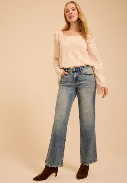 Maurices Flying Monkey™ Mid Rise Tinted Slim Wide Leg Jean