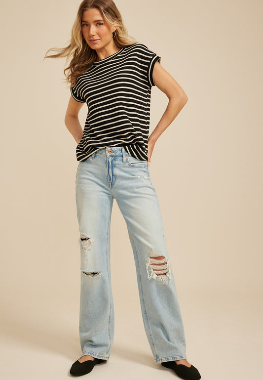 Maurices edgely™ High Rise Ripped Wide Leg Jean