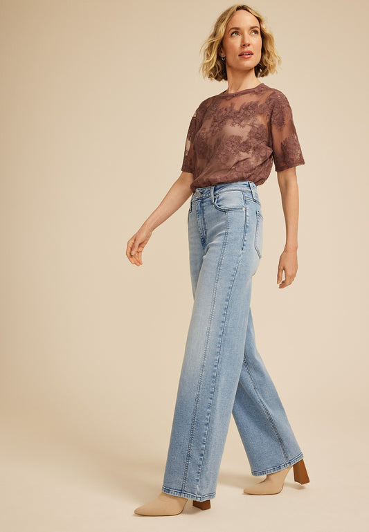 Maurices High Rise Side Seam Wide Leg Jean
