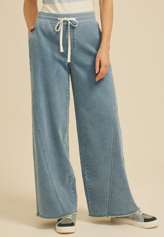 Maurices Light Knit Seamed Pull On Wide Leg Jean