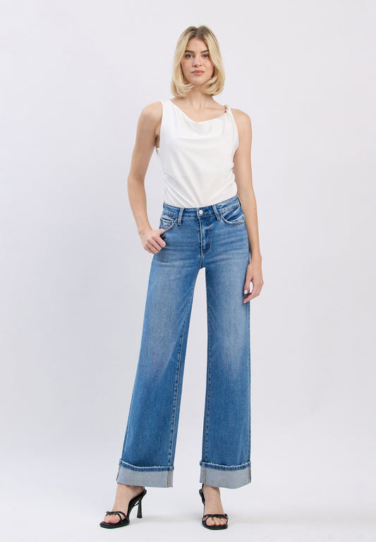 Maurices Flying Monkey™ High Rise Cuffed Hem Wide Leg Jean