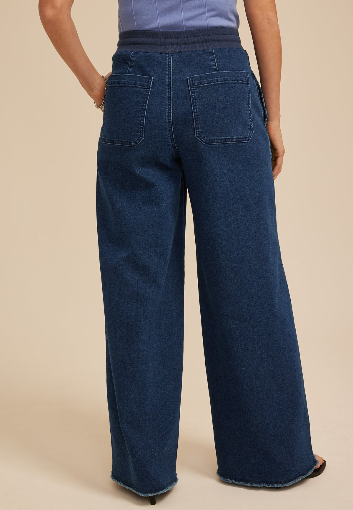 Maurices Dark Knit Seamed Pull On Wide Leg Jean